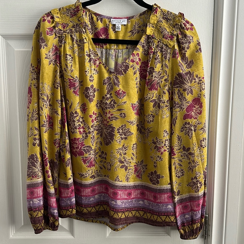Current Air Floral Blouse Yellow Pink Purple size Small